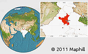 Satellite Location Map of Haryana, highlighted country