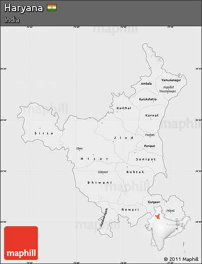 Silver Style Map of Haryana, single color outside