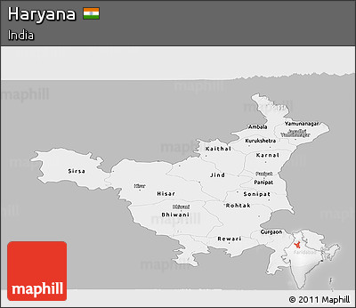 Gray Panoramic Map of Haryana, single color outside