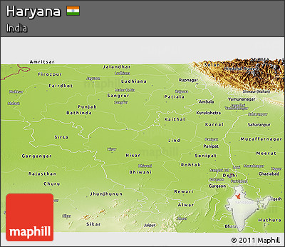Physical Panoramic Map of Haryana