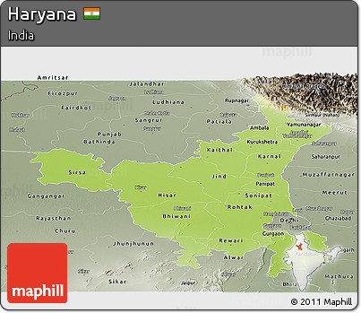 Physical Panoramic Map of Haryana, semi-desaturated