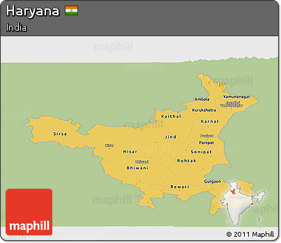 Savanna Style Panoramic Map of Haryana, single color outside