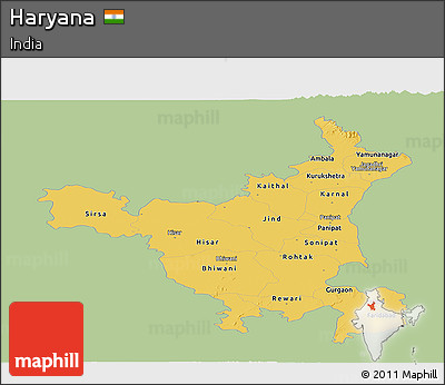 Savanna Style Panoramic Map of Haryana, single color outside