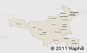 Shaded Relief Panoramic Map of Haryana, single color outside