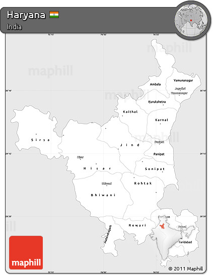 Silver Style Simple Map of Haryana, single color outside