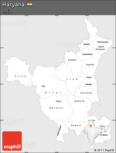 Silver Style Simple Map of Haryana, single color outside