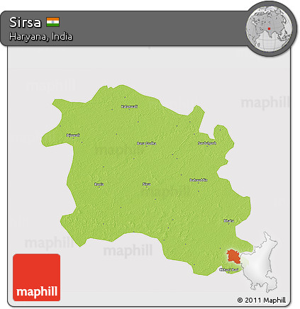 Physical 3D Map of Sirsa, cropped outside