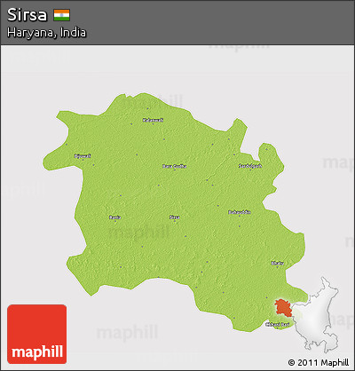 Physical 3D Map of Sirsa, cropped outside