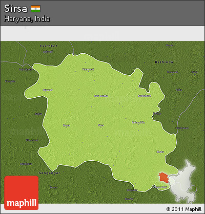 Physical 3D Map of Sirsa, darken