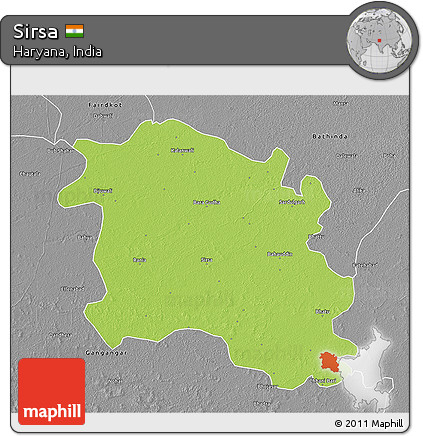 Physical 3D Map of Sirsa, desaturated