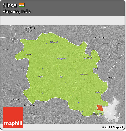 Physical 3D Map of Sirsa, desaturated