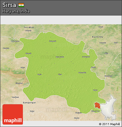 Physical 3D Map of Sirsa, satellite outside