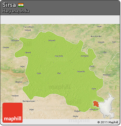 Physical 3D Map of Sirsa, satellite outside