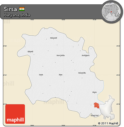 Classic Style Map of Sirsa, single color outside