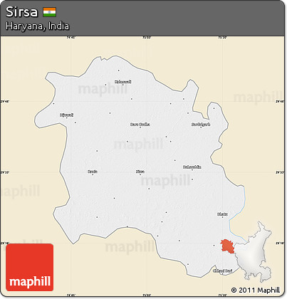 Classic Style Map of Sirsa, single color outside