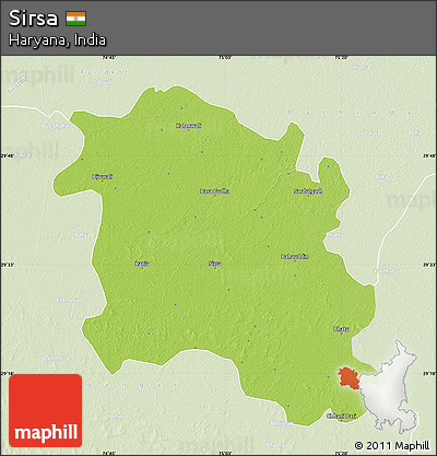 Physical Map of Sirsa, lighten