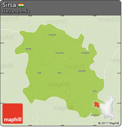 Physical Map of Sirsa, lighten