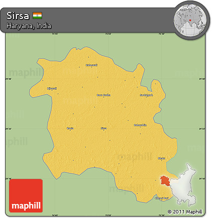 Savanna Style Map of Sirsa, single color outside