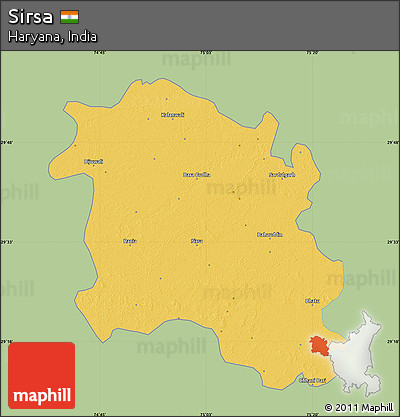 Savanna Style Map of Sirsa, single color outside