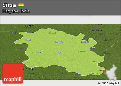 Physical Panoramic Map of Sirsa, darken