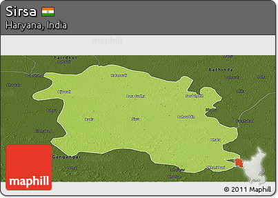 Physical Panoramic Map of Sirsa, darken
