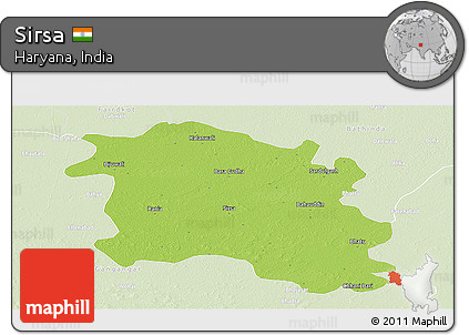 Physical Panoramic Map of Sirsa, lighten
