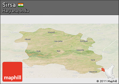 Satellite Panoramic Map of Sirsa, lighten