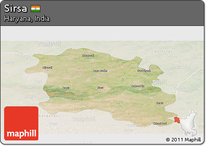 Satellite Panoramic Map of Sirsa, lighten