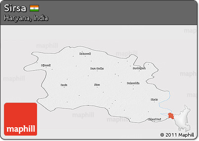 Silver Style Panoramic Map of Sirsa, single color outside