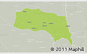 Physical 3D Map of Sonipat, lighten, semi-desaturated