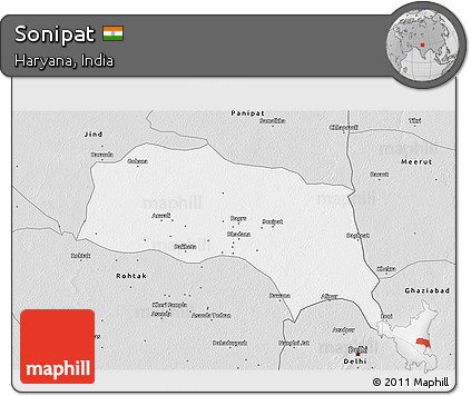 Silver Style 3D Map of Sonipat