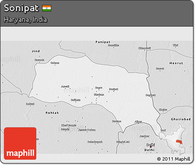 Silver Style 3D Map of Sonipat