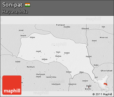 Silver Style 3D Map of Sonipat