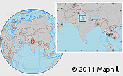 Gray Location Map of Sonipat, highlighted parent region, within the entire country