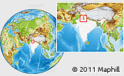 Physical Location Map of Sonipat, highlighted country, within the entire country