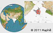 Satellite Location Map of Sonipat, highlighted country, highlighted parent region