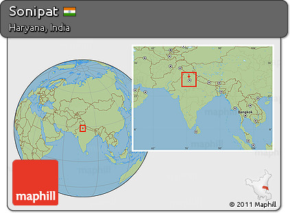 Savanna Style Location Map of Sonipat, within the entire country