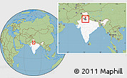 Savanna Style Location Map of Sonipat, highlighted country, highlighted parent region, within the entire country
