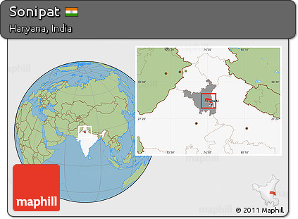 Savanna Style Location Map of Sonipat, highlighted country, highlighted parent region