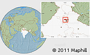 Savanna Style Location Map of Sonipat, highlighted country, hill shading
