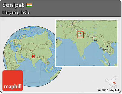 Savanna Style Location Map of Sonipat, highlighted parent region, within the entire country