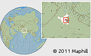 Savanna Style Location Map of Sonipat, highlighted parent region, hill shading