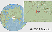 Savanna Style Location Map of Sonipat, hill shading