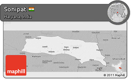 Gray Panoramic Map of Sonipat