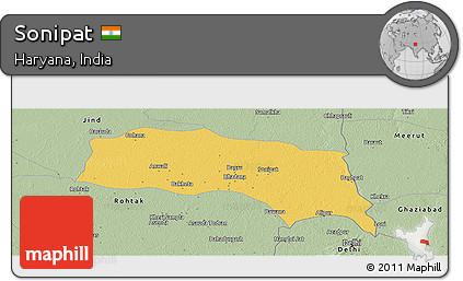 Savanna Style Panoramic Map of Sonipat