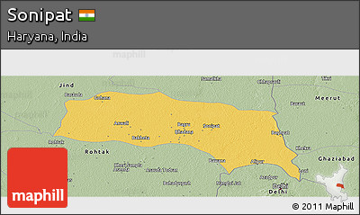 Savanna Style Panoramic Map of Sonipat