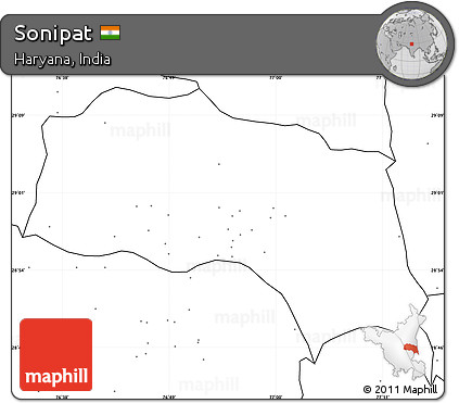 Blank Simple Map of Sonipat, no labels