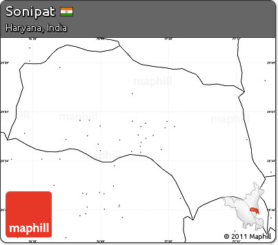 Blank Simple Map of Sonipat, no labels