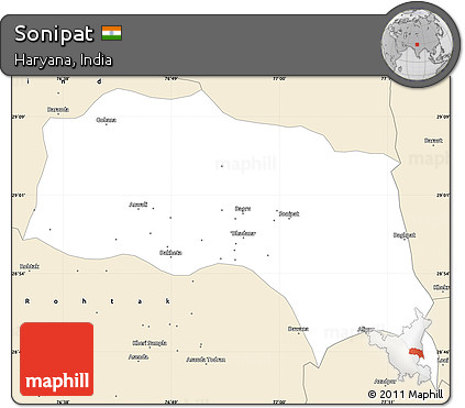 Classic Style Simple Map of Sonipat