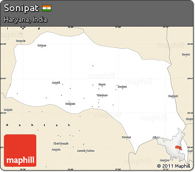 Classic Style Simple Map of Sonipat